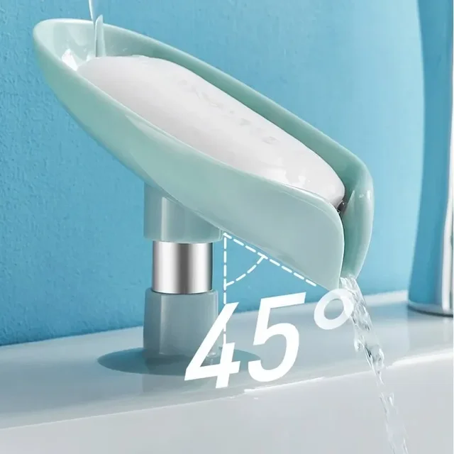 Portasapone di scarico Portasapone a forma di foglia Vassoio a ventosa Stendino per doccia Contenitore per spugna Cucina Accessori per il bagno 3