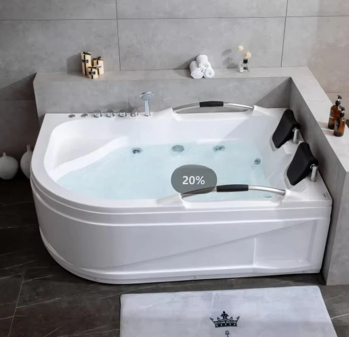 2-Person Comfortable Whirlpool Spa Massage Bathroom Bathtub 1.8m Freestanding Walk-in Shower Combo Jacuzzier Hot Tub
