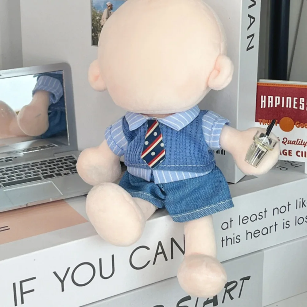 1 set Sweater Vest 20cm Cotton Doll Clothes School Uniform Tie Cotton Doll's Clothes Mini Denim Shorts Doll Clothes