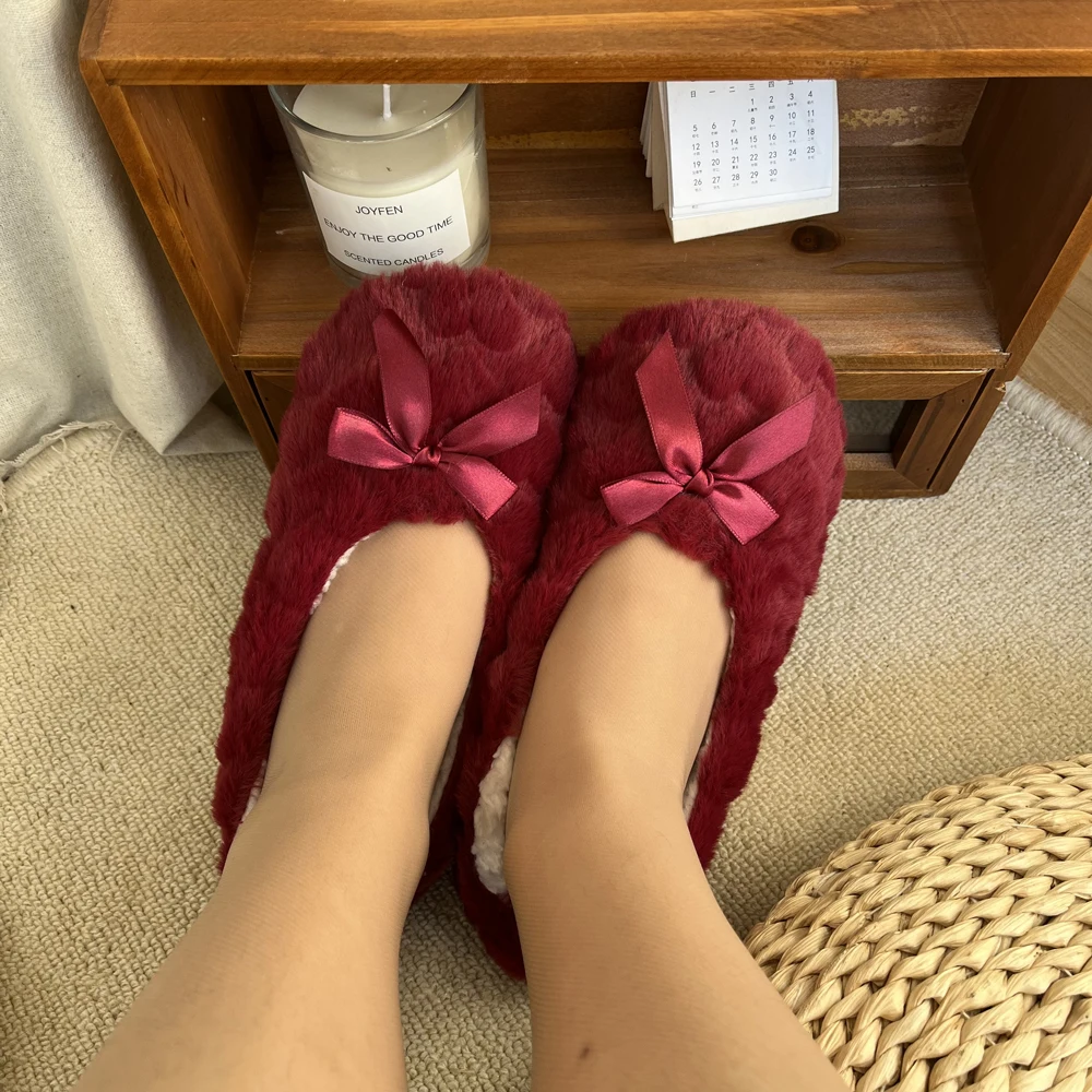 

Fluffy Slipper Women Home Winter Plush Faux Fur Soft Cute Funny Indoor House Female Anti Skid Ladies Floor Shoes Heart Love 2024