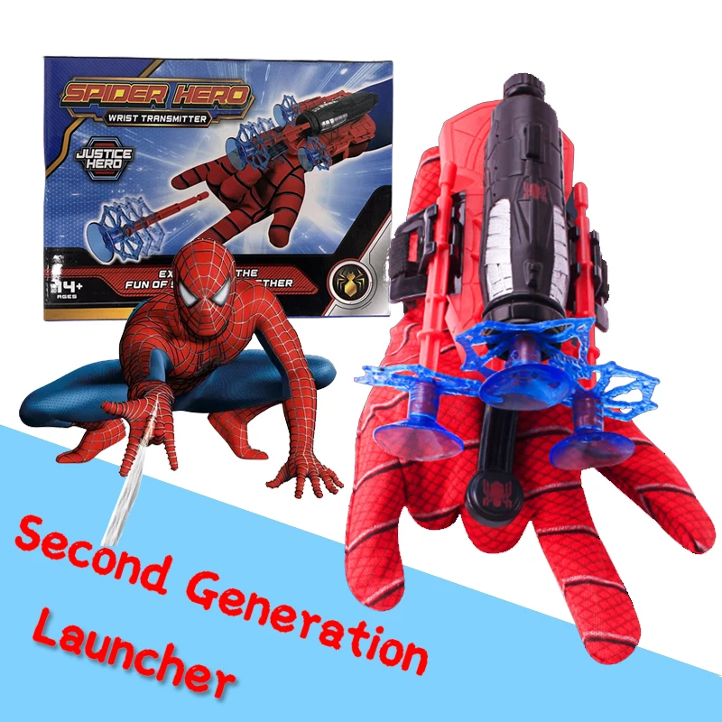 Spiderman Children Toys Marvel Hero Anime Figure Spider Man Figures Kawaii  Kids Plastic Role Play Gloves Launcher Set Wrist Toy