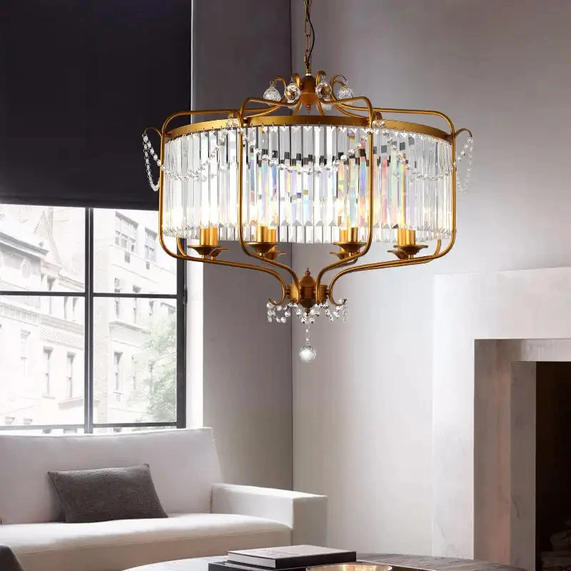 

European Golden Crystal Chandelier Black Hanging Pendant Lamp Living Room Dining Hotel Villa Lobby Ceiling Modern Led Lighting