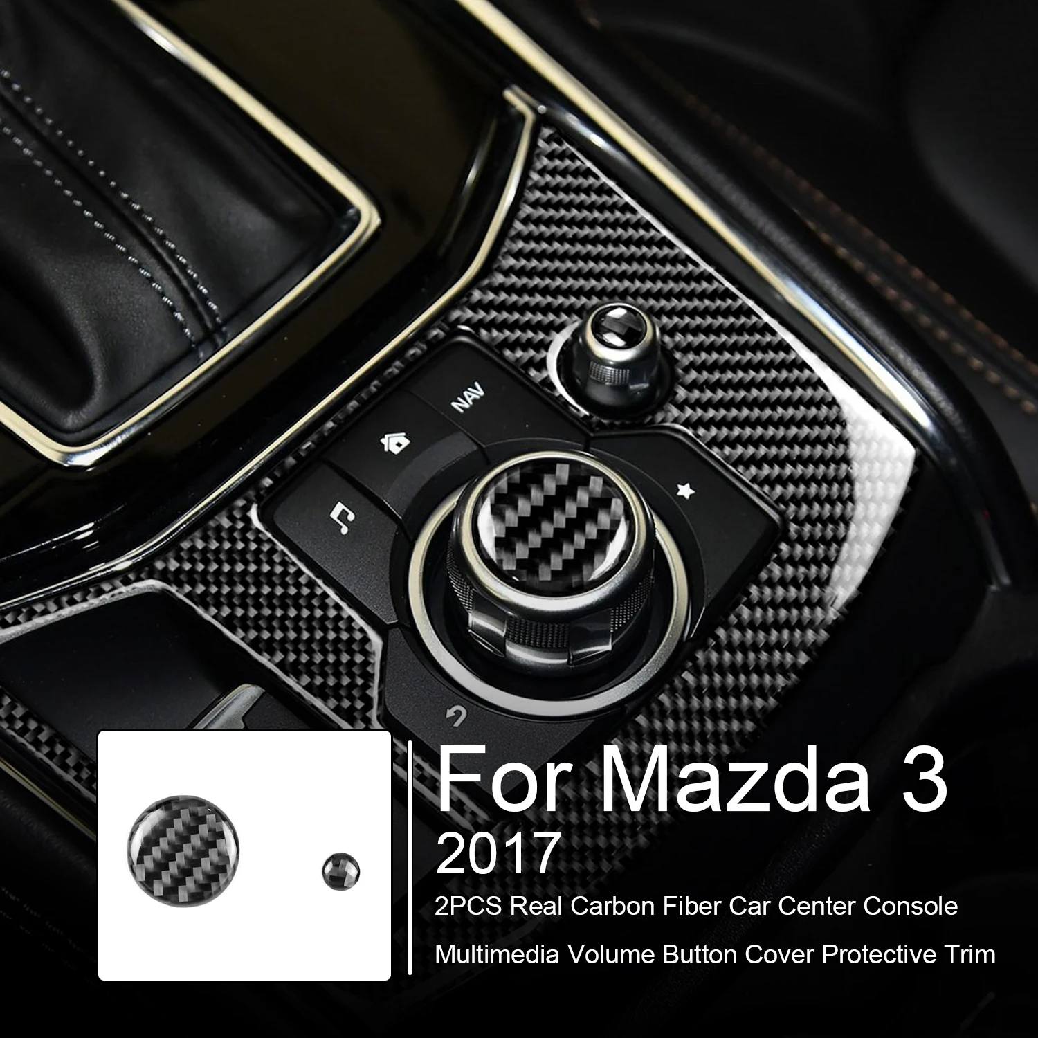 

For Mazda 3 6 CX-5 CX-9 Carbon Fiber Car Center Console Multimedia Volume Button Cover Protective Trim Accesorios Para Vehículos