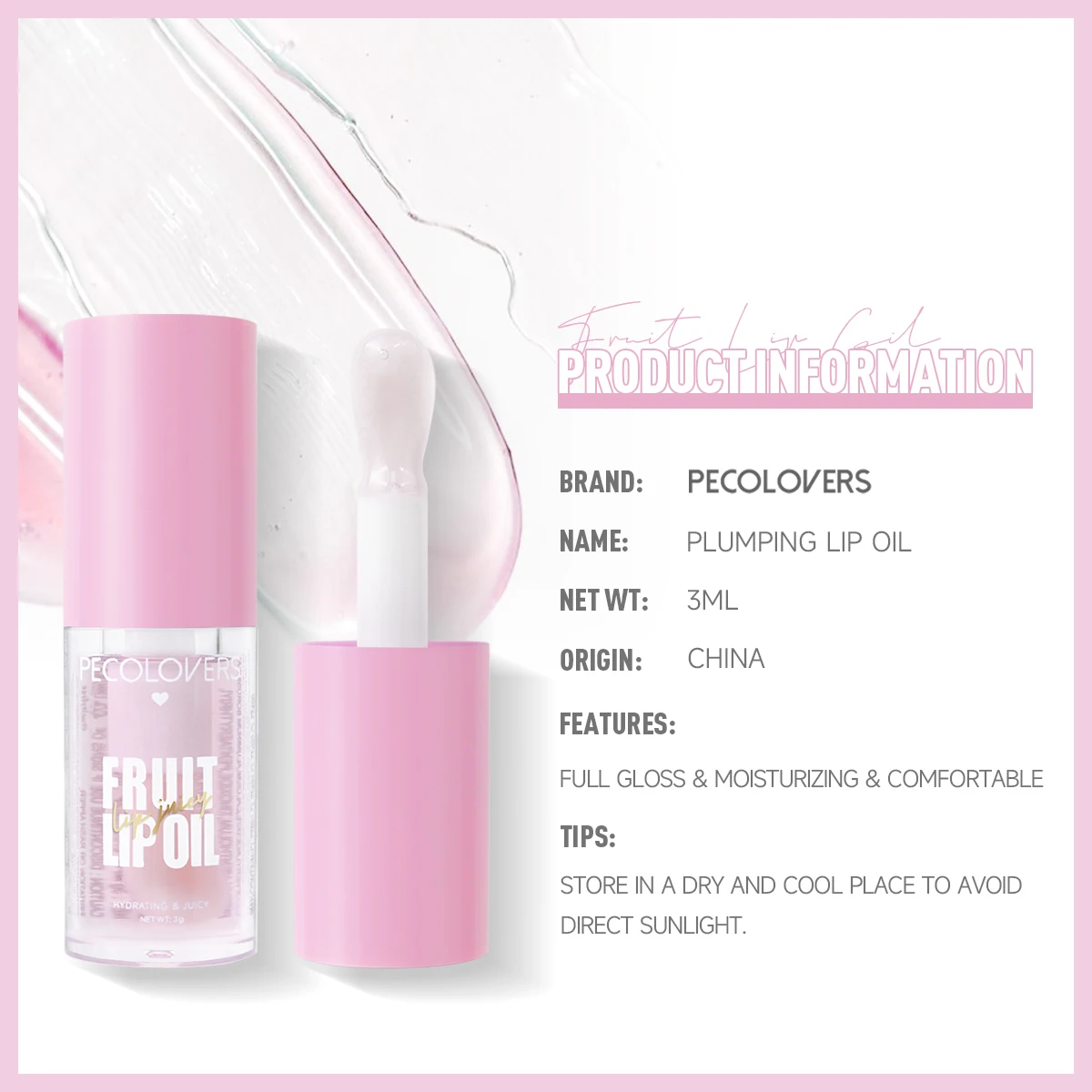 1pcs Fruit Lip Gloss Transparent Lip Oil Moisturizing Reducing Lip Lines Nourishes Lips Long-lasting Liquid Lip Cosmetics 2