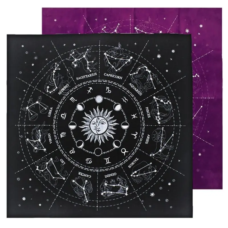 

12 Constellations Tarot Card Tablecloth Velvet Divination Altar Cloth Board Game Fortune Astrology Oracle Card Pad Drop Ship