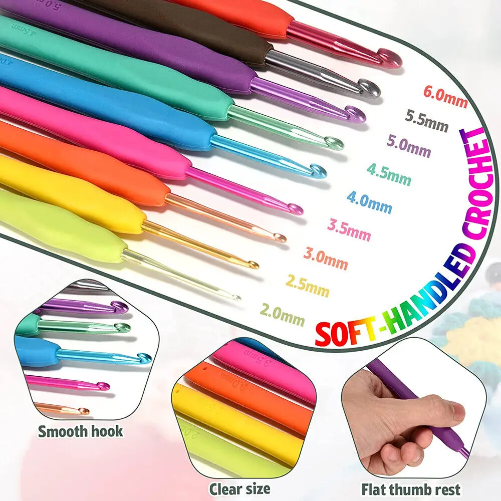 79Pcs Ergonomic Crochet Hook Set 5 Rolls Yarn Knitting Needles Kit for Starters DIY WeavingTools Knitting Accessories Supplies