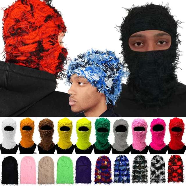 Full Face Tassels Cover Ski Mask Hats Women Men Camouflage Multicolor  Tactical Cs Knit Beanies Hat 1 Hole Winter Warm Unisex Cap - Skullies &  Beanies - AliExpress
