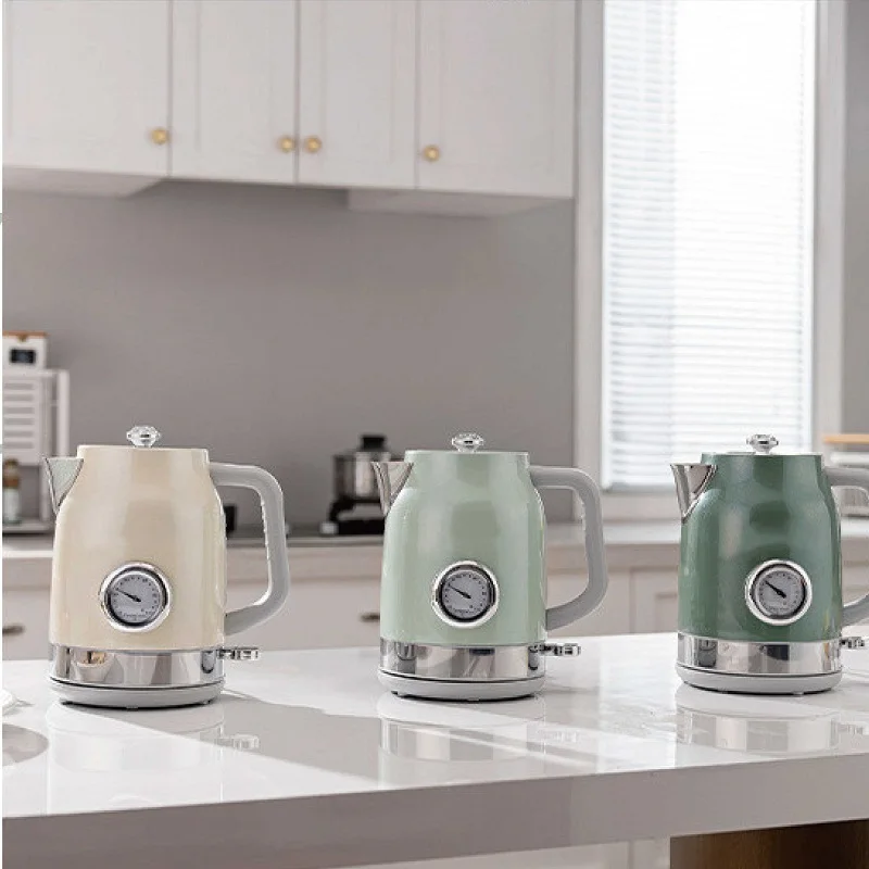 1.7L Retro Electric Kettle With Thermometer 304 Stainless Steel Fast Water Boiling For Tea/Coffee Kettle Auto Power-off 1800W 4
