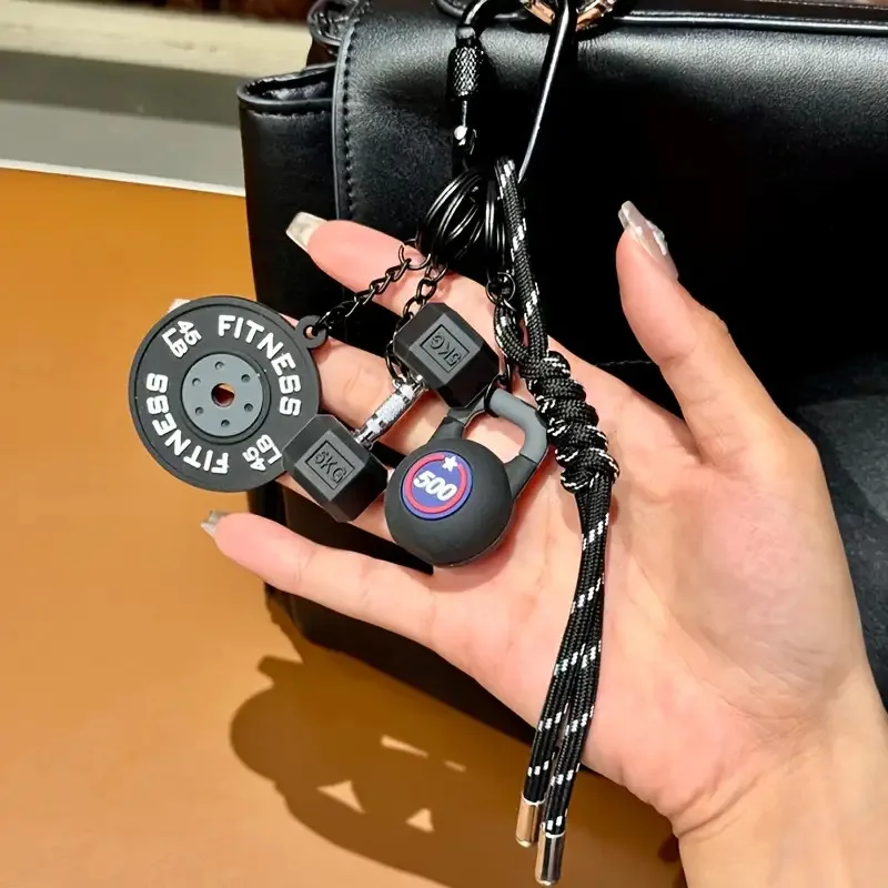 Dopamine Barbell Plates Keychain Kettlebell Water Cups Simulation Dumbbells Keyring INS Creative Fitness Series Pendant Gifts