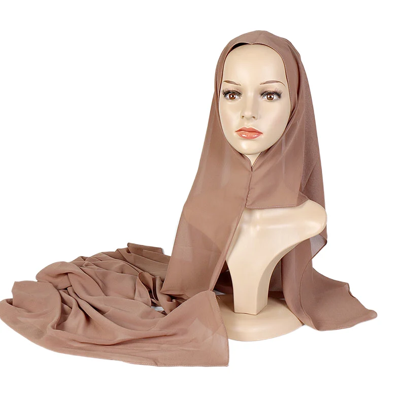 Instant Double Loop Bubble Chiffon Scarf Solid Muslim Hijab Shawls Lady Wraps Fashion Islam Bandana Easy Ready To Wear Hijab 5