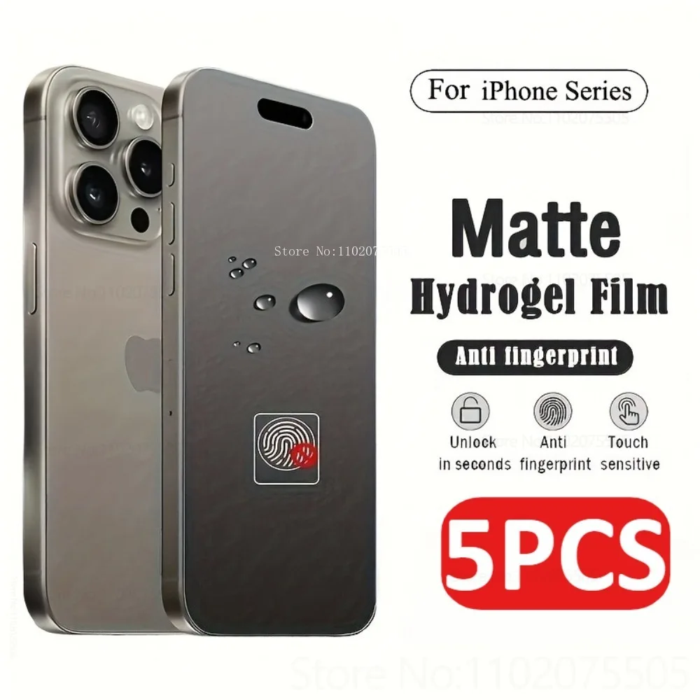 5 Stücke Volle Abdeckung Matte Hydrogel Film für IPhone 17/16/15/14/13 Promax 15 Plus 16E Keine Fingerabdruck Displayschutzfolie 17 Pro 11 12Pro