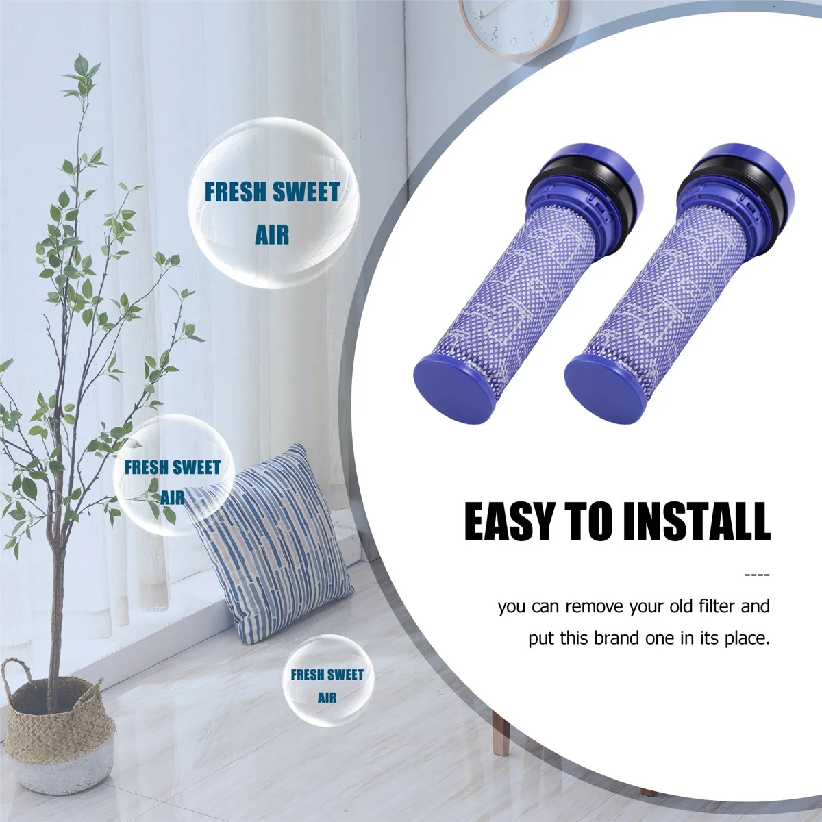 2 Pieces Filters for Dyson DC37 DC33C DC39 DC28C DC53 Pre-Filter Pre-Motor Filter Vacuum Cleaner 3