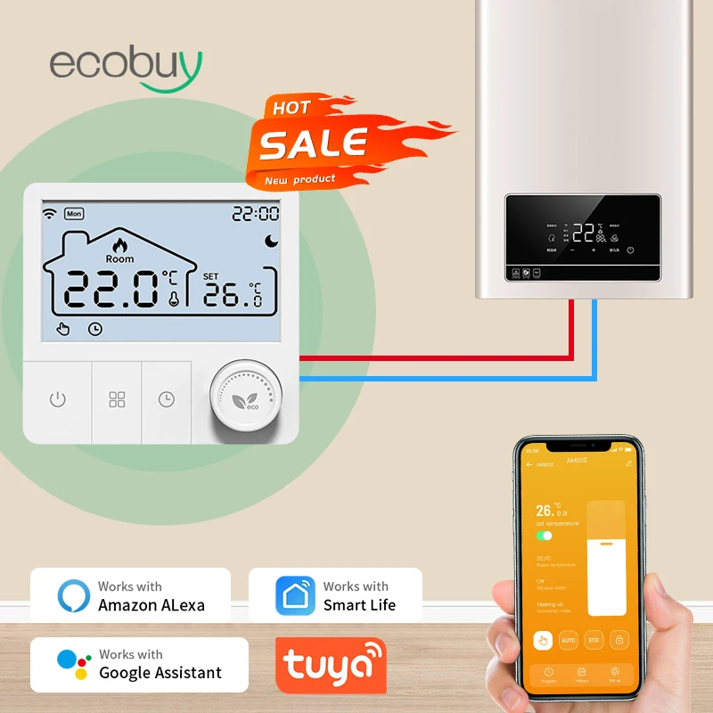 Termostato WiFi Intelligente TUYA Per Caldaia - Controllo Da App E Voce Con Alexa/Alice, Programmabile