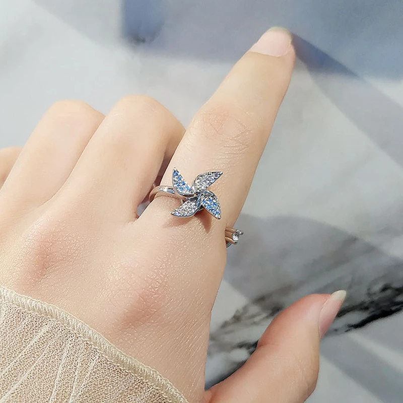 Anxiety Fidget Rings Multiple Style for Women Star Moon Butterfly Flower Spinning Rotate Freely Jewelry