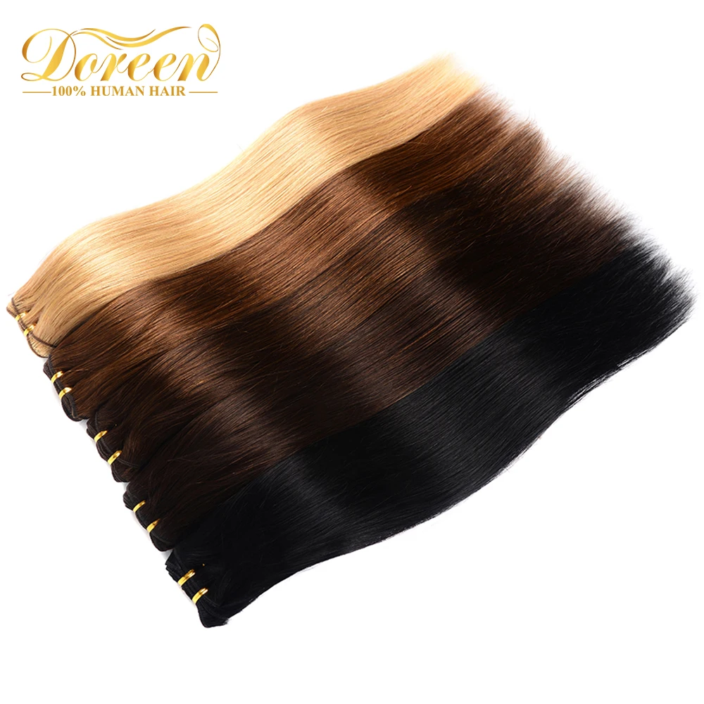 Doreen 100% Human Hair bundles European Straight Hair Weaves Weft Machine Remy Black Brown Bundles 12" to 26" 100g/pc