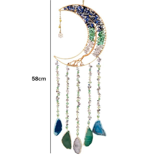 Természetes Agatás Álomfogók 7 Chakra Drágakő Álomfogó Életfa Moon Gem Dream Catchers Hálószoba Fali Lógások Dekoráció - Image 6