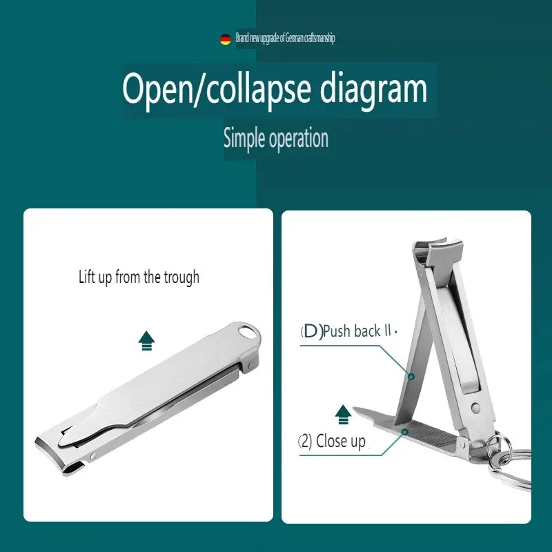 Foldable Ultra-Thin Portable Stainless Steel Nail Toe Cutter 1pc Trimmer Scissor Manicure Pedicure