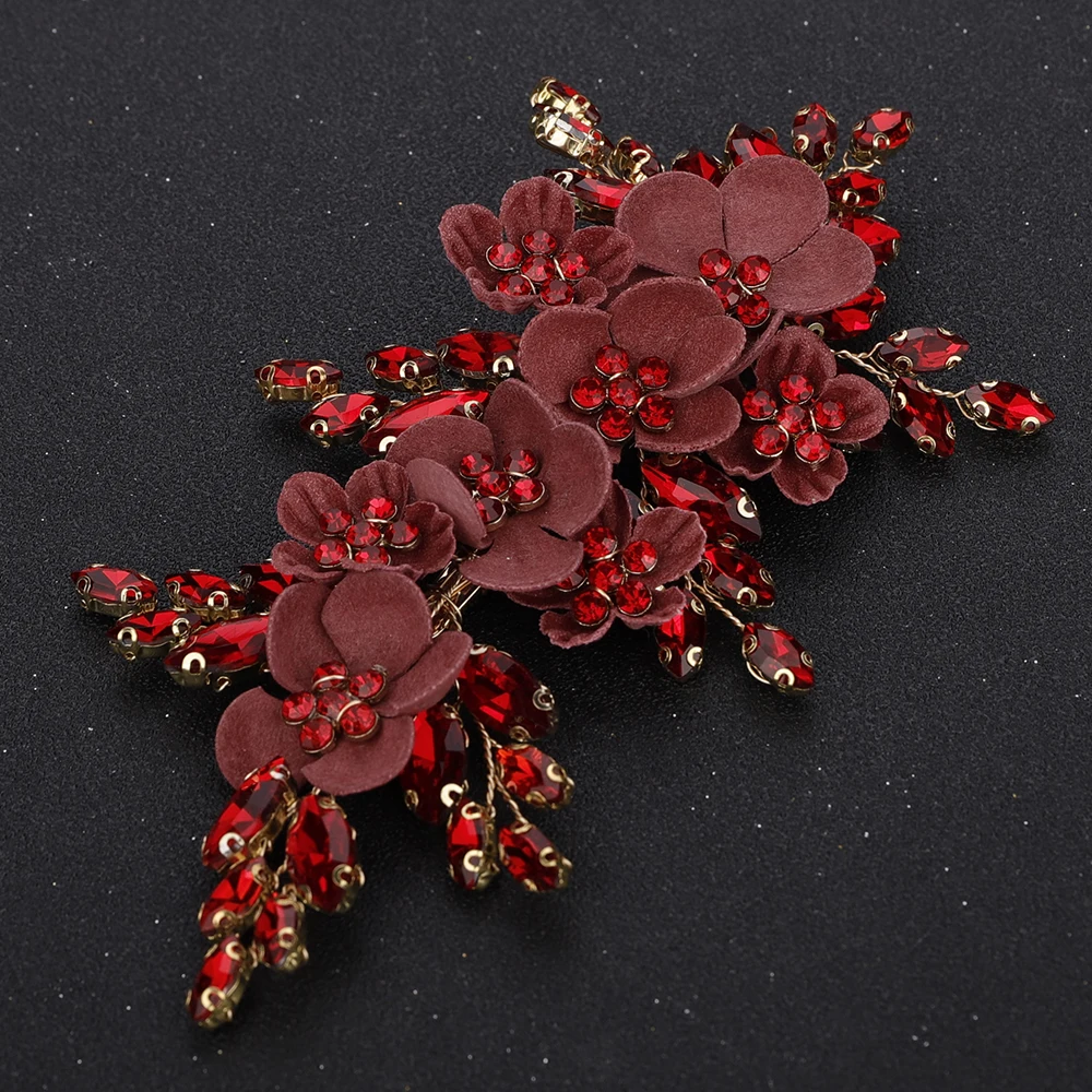 Trendy Rhinestone Flower Bridal Hair Clip Purple Wedding Hair Accessories Party Ornament for Women Headdress Handmade Tiara hair accessories bridal hair accessories
