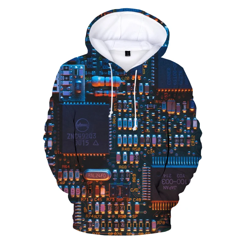 New Autumn Hoody for Men Creative Electronic Chip-circuit Board Hoodies Harajuku Sweatshirt 3D Print Fashion Pullover Clothes