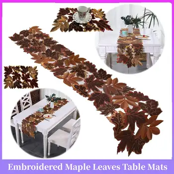 Autumn Maple Leaf Embroidered Table Runner 1