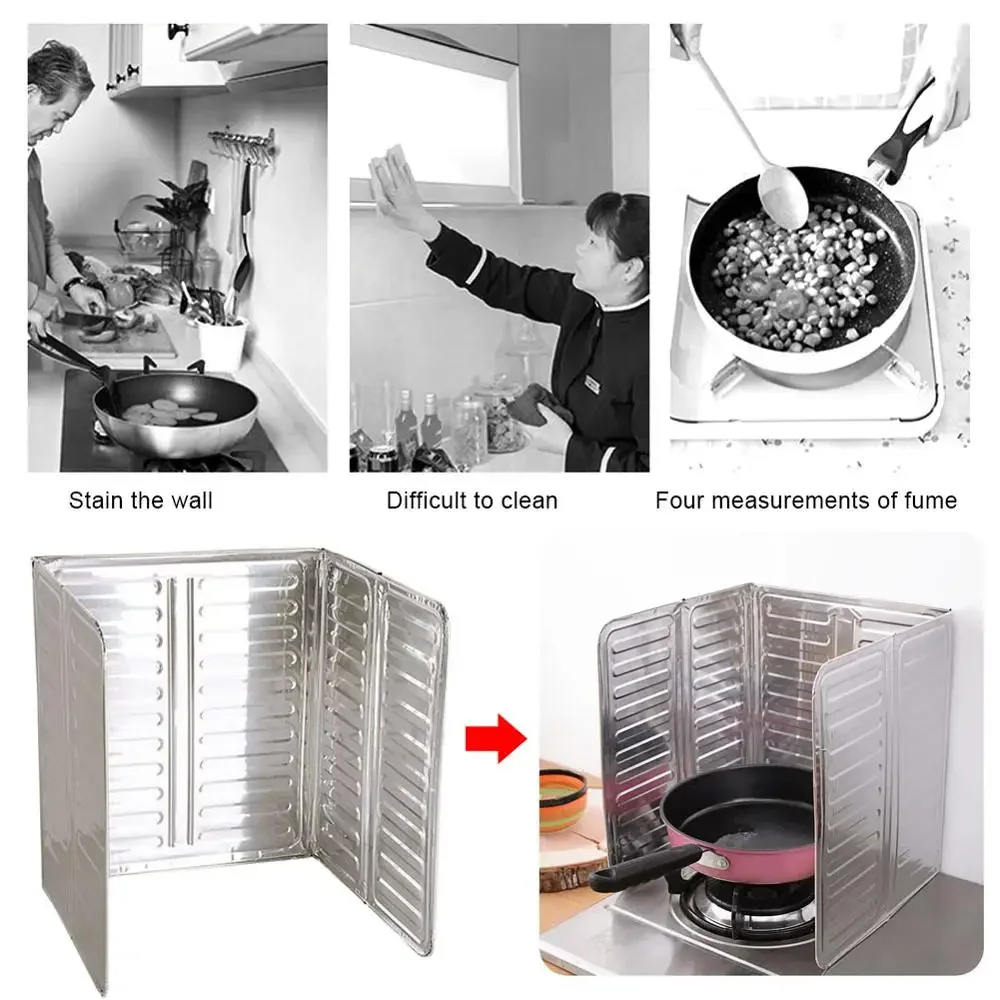 Kitchen Aluminium Anti-oil Plate Foldable Stove Heat Insulation Splash Proof Baffle Wall Protected Screens Accessories