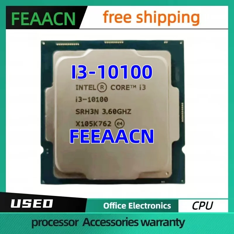 I3-10100 Cpu 14Nm 4 Core 8 Thread 3.6Ghz 6Mb 65W Nuova Presa Processore 10Thgeneration Lga1200 Per Scheda Madre Z490 10100 Gratuita