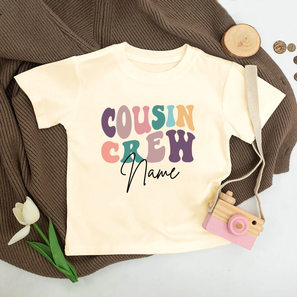 Personalized Cousin Crew Kids Shirt Retro Custom Name Cousins Matching T-shirt Child Summer Short Sleeve Tee Toddler Clothes Top 6