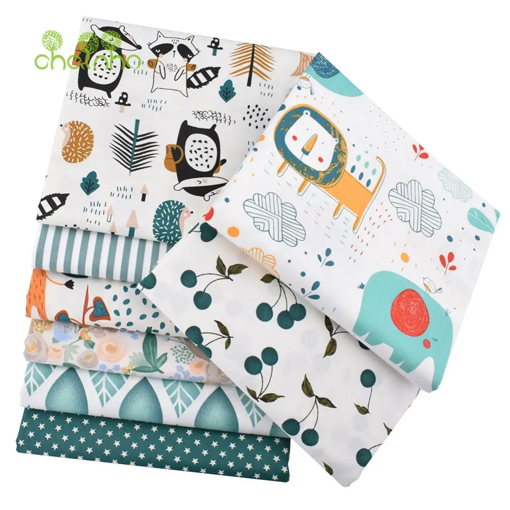 Chainho,Printed Twill Weave Cotton Fabric,Patchwork Cloth,DIY Sewing Quilting Material,Handmade Textile,Big Size,CC341-345