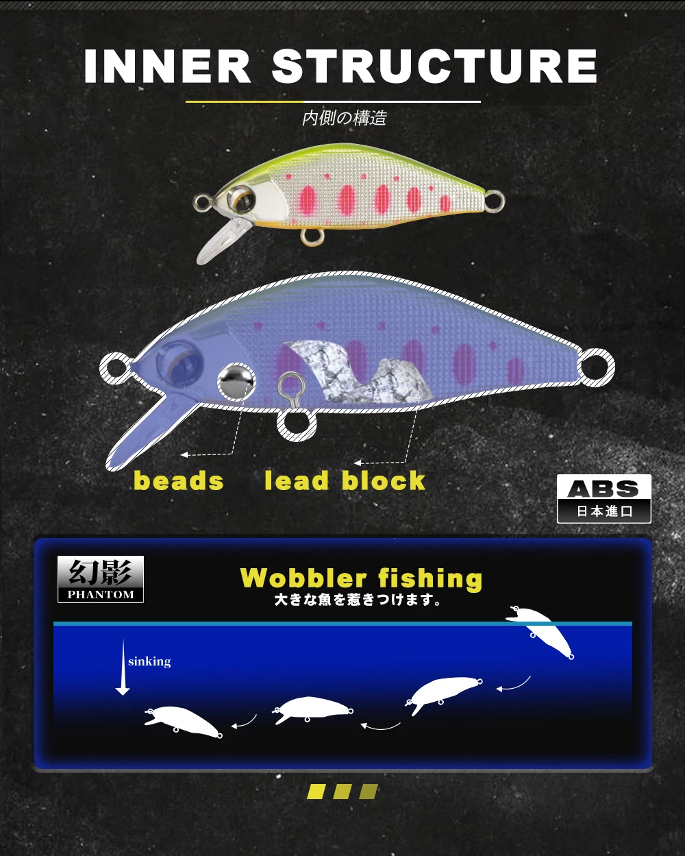 D1 Minnow Angeln Lockt 45mm 4g Sinking Harte Köder Künstliche Trout Mini Wobbler Für Pesca Barsch Bass Stream fisch Bekämpfen DT5027 – Detail 3