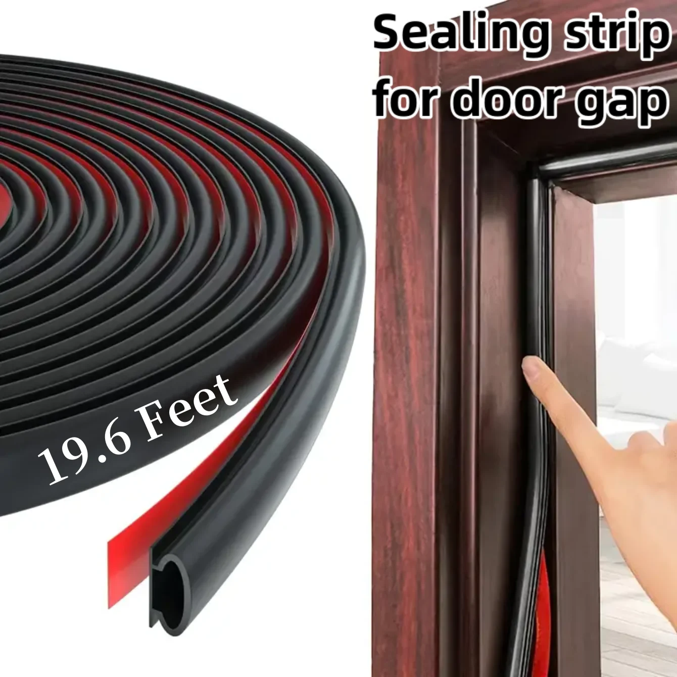 Rubber Weather Stripping Seal Strip 1 roll length of 6M for Doors/Windows Waterproof Self-Adhesive Soundproofing