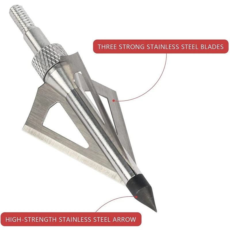12 Pcs Metal Hunting Archery Broadheads 100 Grain 3 Blades Blades Arrowheads Compatible With Crossbow And Compound Bow 2