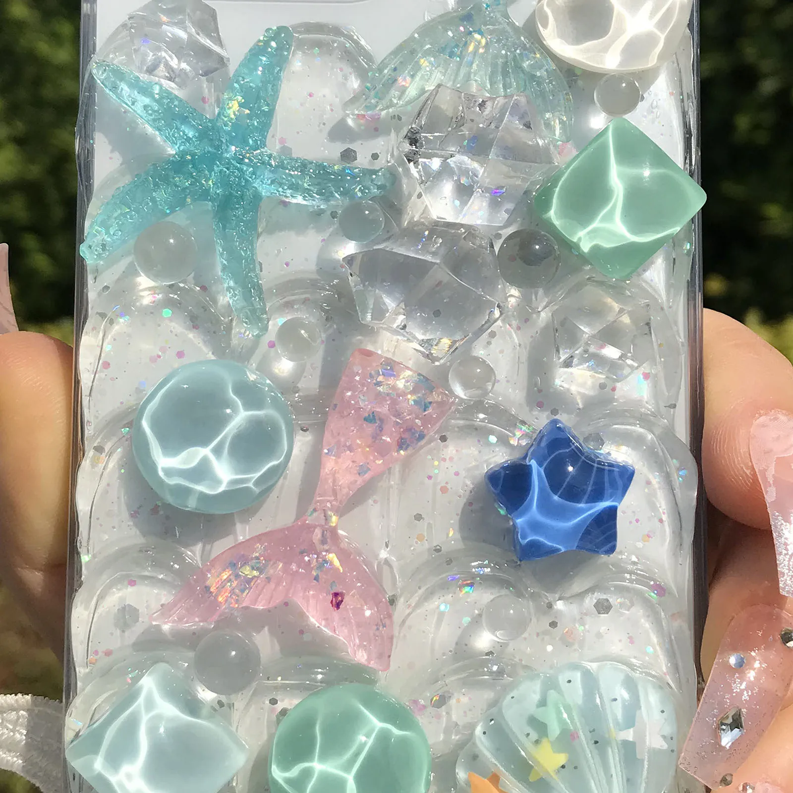 Handmade Phone Case Dream Ocean Phone Case Crystal Mermaid Shell