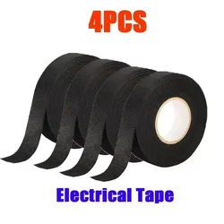 Acoustic Insulation Black Fabric Tape - Heat & Waterproof Resistant Electrical Tape for 0.35in - 9mm (4 PCS)