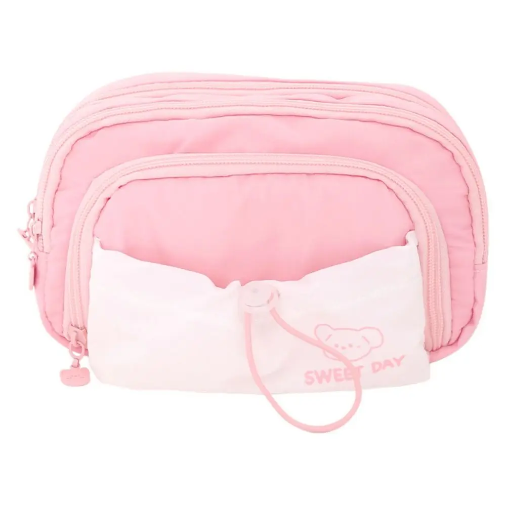 

Five Layers Cream Pencil Case Simplicity Drawstring Large Capacity Pen Bag Sweet Waterproof Drawstring Pen Bag Creative Gift