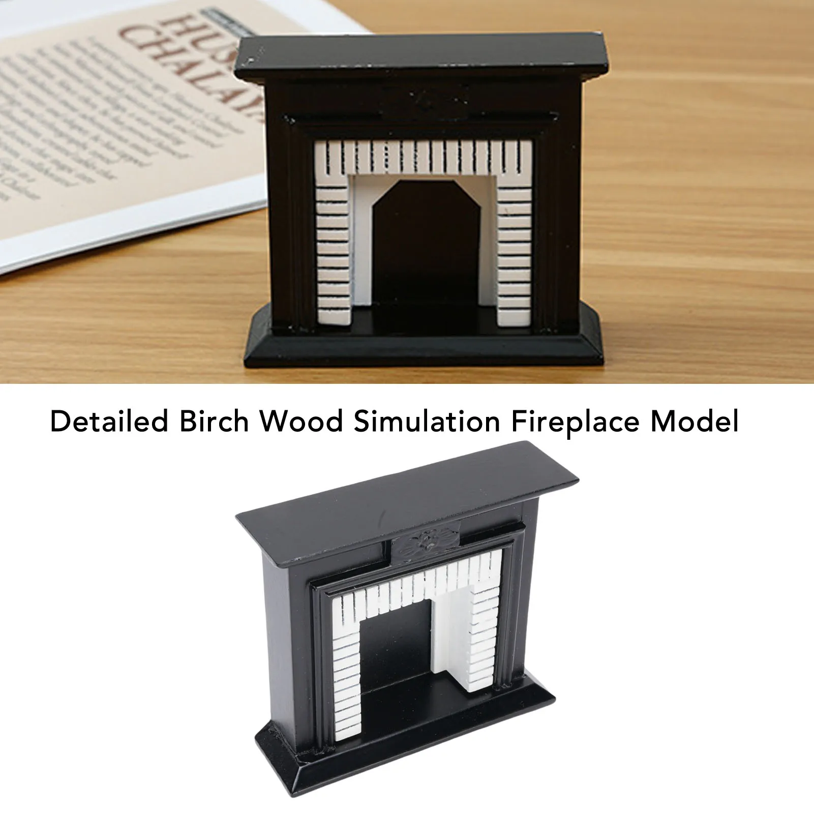 1:12 Miniature Dollhouse Fireplace Wooden Vintage Dollhouse Decoration Accessories for Home Dollhouse Miniature Wooden Fireplace