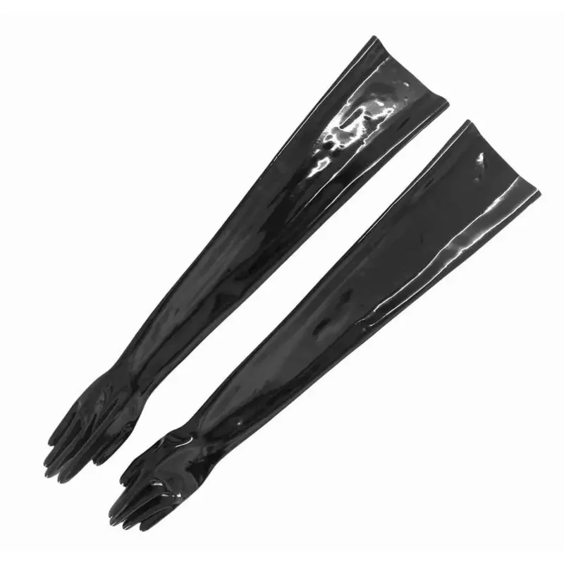 

Unisex Latex Rubber Gloves Fetish Wrist Seamless Moulded Shoulder Length Long Gloves for Men Women with Bodysuit Catsuit Hoods