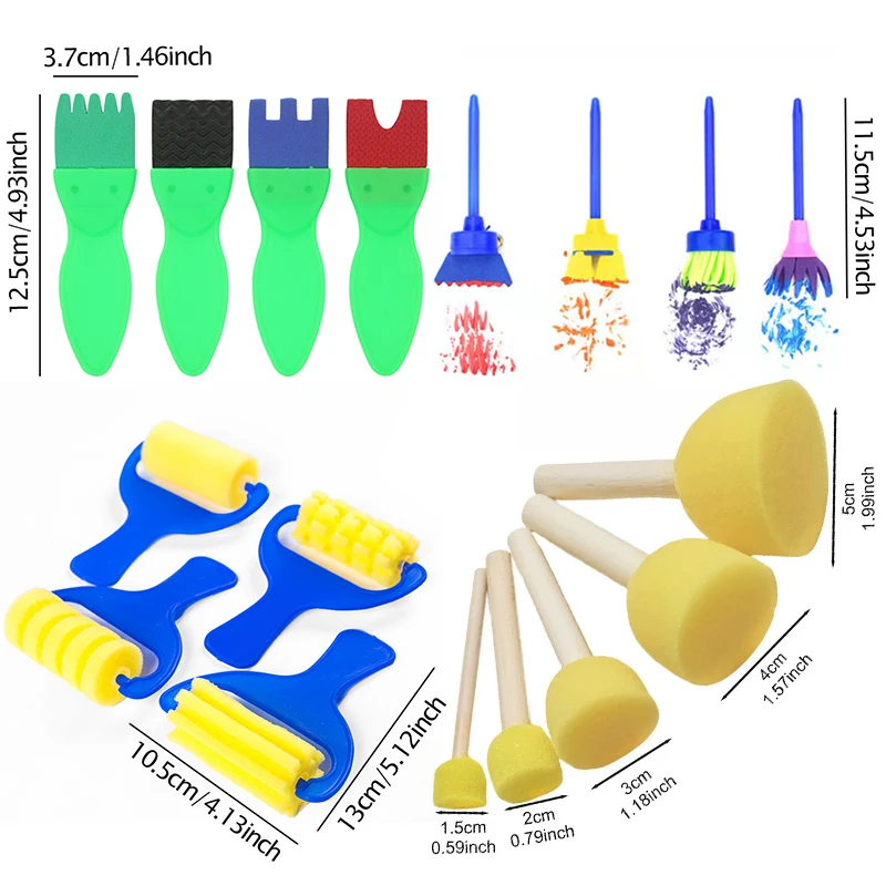 스폰지 그래피티 드로잉 브러쉬 다양한 모양 페인팅 롤러 브러쉬 재사용 가능 DIY 드로잉 러빙 파티 수공예 아트클래스 소품 ZYF