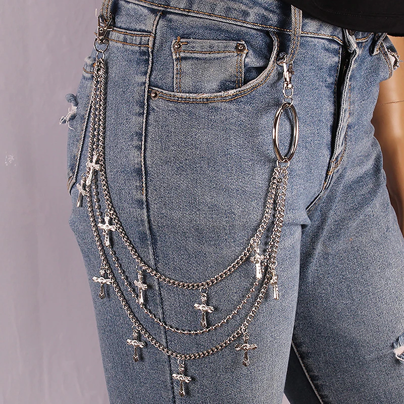 Punk Rock Metal Pants Waist Chain Men Women Key Chain Big Ring Wallet Keychain Jeans Unisex Hip-hop Jewelry Gift