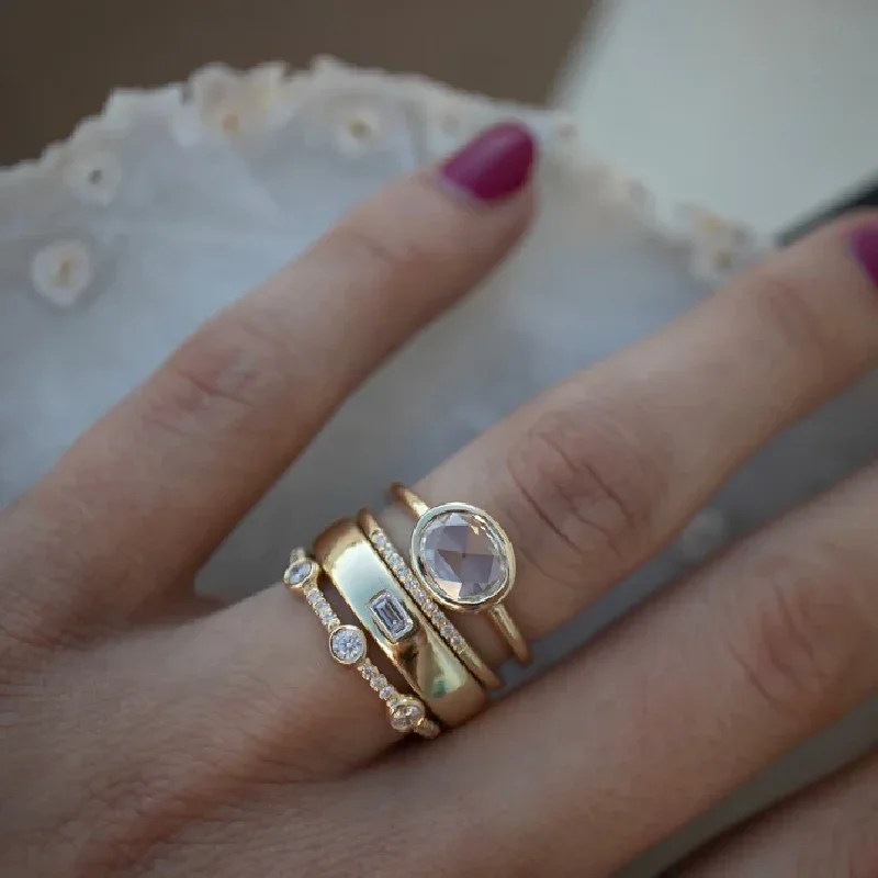 Ring Set 4 pcs/set Geometric Gold Color Combination Round Zircon Crystal for Women Engagement Party Wedding Rings Hand Jewelry