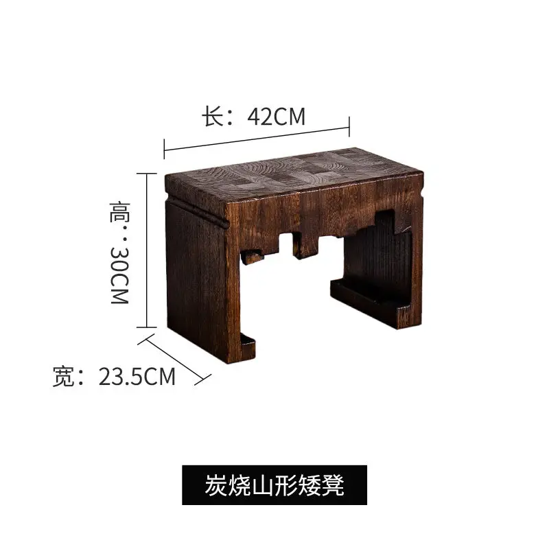 ספסל נעליים פשוט מעץ מוצק בצורת הר, ספסל מלבני מרובה תכליתי מתאים לרהיטי שולחן קפה