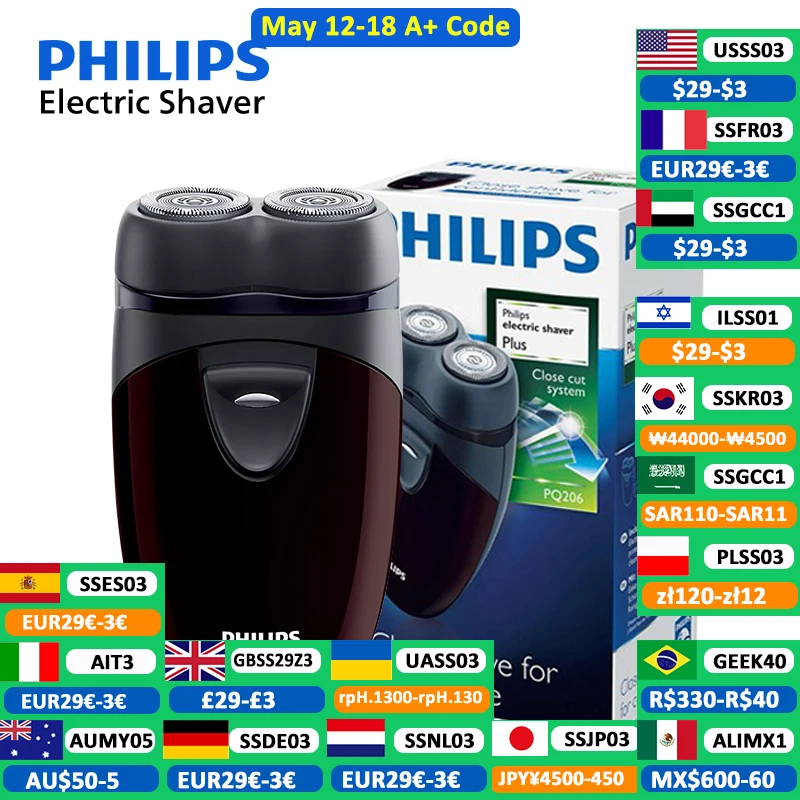 PHILIPS PQ206 Electric Shaver Fast Dry Shaving Double Blade Floating Head Beard Trimmer Men's Shaver Electric Razors Machine electric razor electric shaver