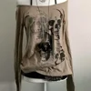 Neploe Literary Vintage Slim Y2K American Fairycore Ropa Mujer Spice Girls Skeleton Print Shirt Slash Goth Loose Harajuku Tops 3