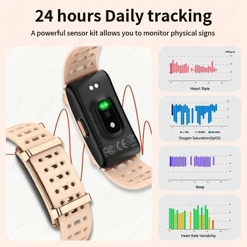 LIGE No Screen Smart Watch Sports Outdoors Fitness Heart Rate Monitor 1ATM Waterproof New Men Smart Bracelet For Andrio IOS 2026