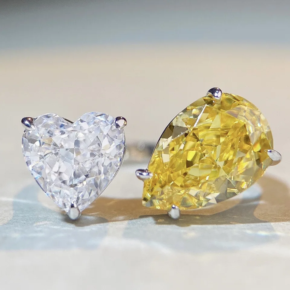 Wong Rain-925 스털링 실버 얼음 컷 실험실 사파이어 황수정 고탄소 다이아몬드 보석 반지, 고급 주얼리 도매 -  AliExpress