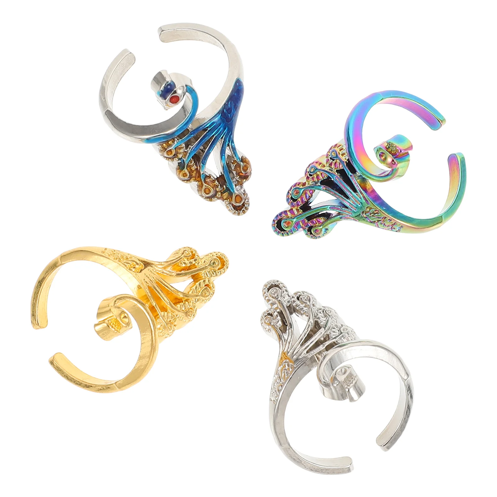 

4 Pcs Decor Hooker Finger Ornaments Sewing Ring Adornments Bracket Multi-purpose Rings Knitting Accessories Crochet Lovers