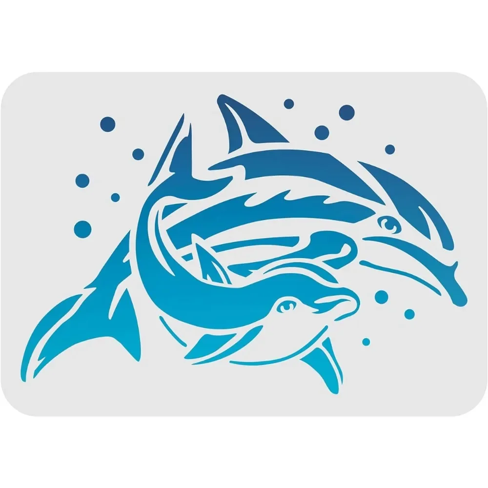 

Dolphin Stencil 11.7x8.3Inch Sea Ocean Creatures Stencils Reusable Sea Animals Stencils Ocean Theme Stencil for DIY Crafts Home