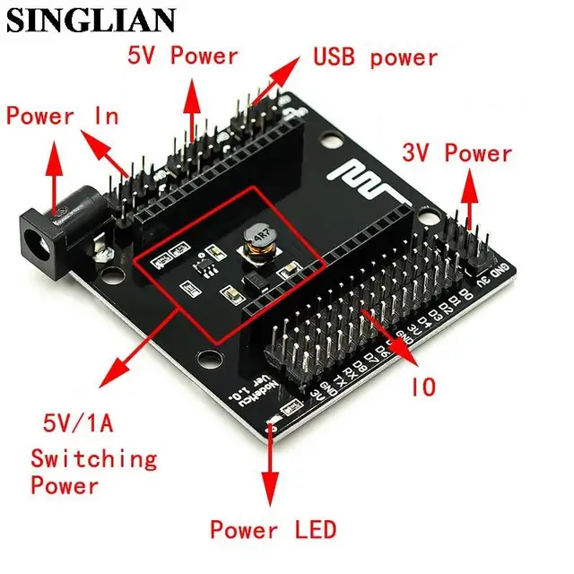 ESP8266 Последовательный модуль Wi-Fi NodeMcu Lua WIFI V3 Плата разработки Интернета вещей CH340 + базовая плата NovaMcu 5