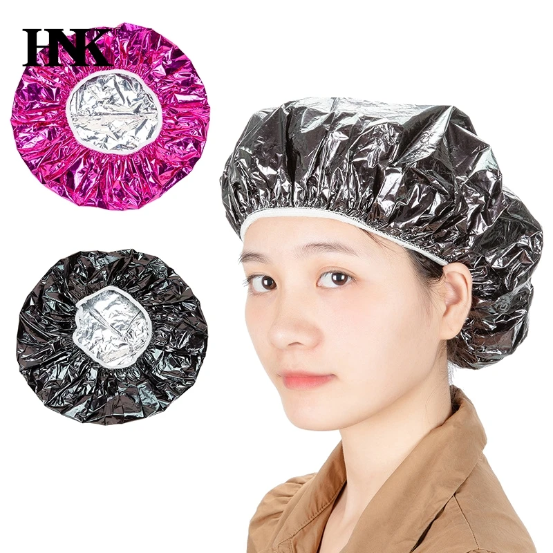 1pcs Rose Shower Cap Heat Insulation Aluminum Foil Insulation Hat Elastic Bathing Cap For Women Hair Perm Tool Barber Shop