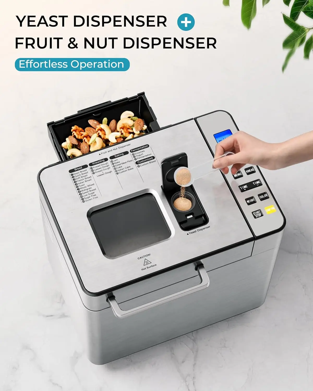 Maker Machine 2LB Breadmaker, Bread Machines with Nut Dispenser and Yeast Dispenser, 3 Loaf Sizes 3 Crust Colors, Dough Maker wi 4
