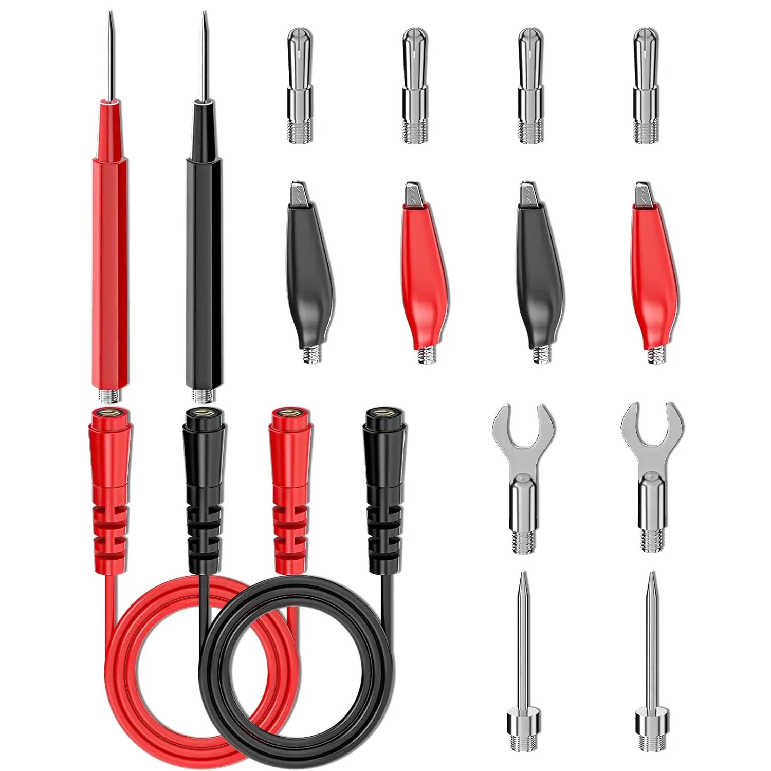 16PCS Multimeter Test Leads Kit Replacement Test Wire Set with Alligator Clips Banana Plugs Probes Banana Plugs